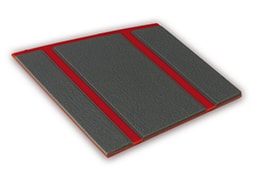 Kleurstaal van een Micostep® kunststof trapmat – rood - antraciet